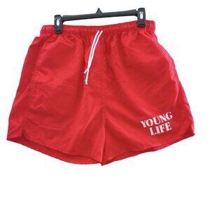 Vintage Shorts Swim Trunks Lifeguard Style Young Life 70's 80's XL Velva Sheen
